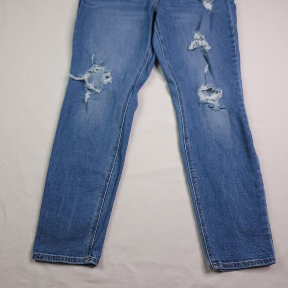 Old Navy Womens Rockstar Super Skinny Jeans 16 Medium Wash MId Rise Distressed - Picture 5 of 9
